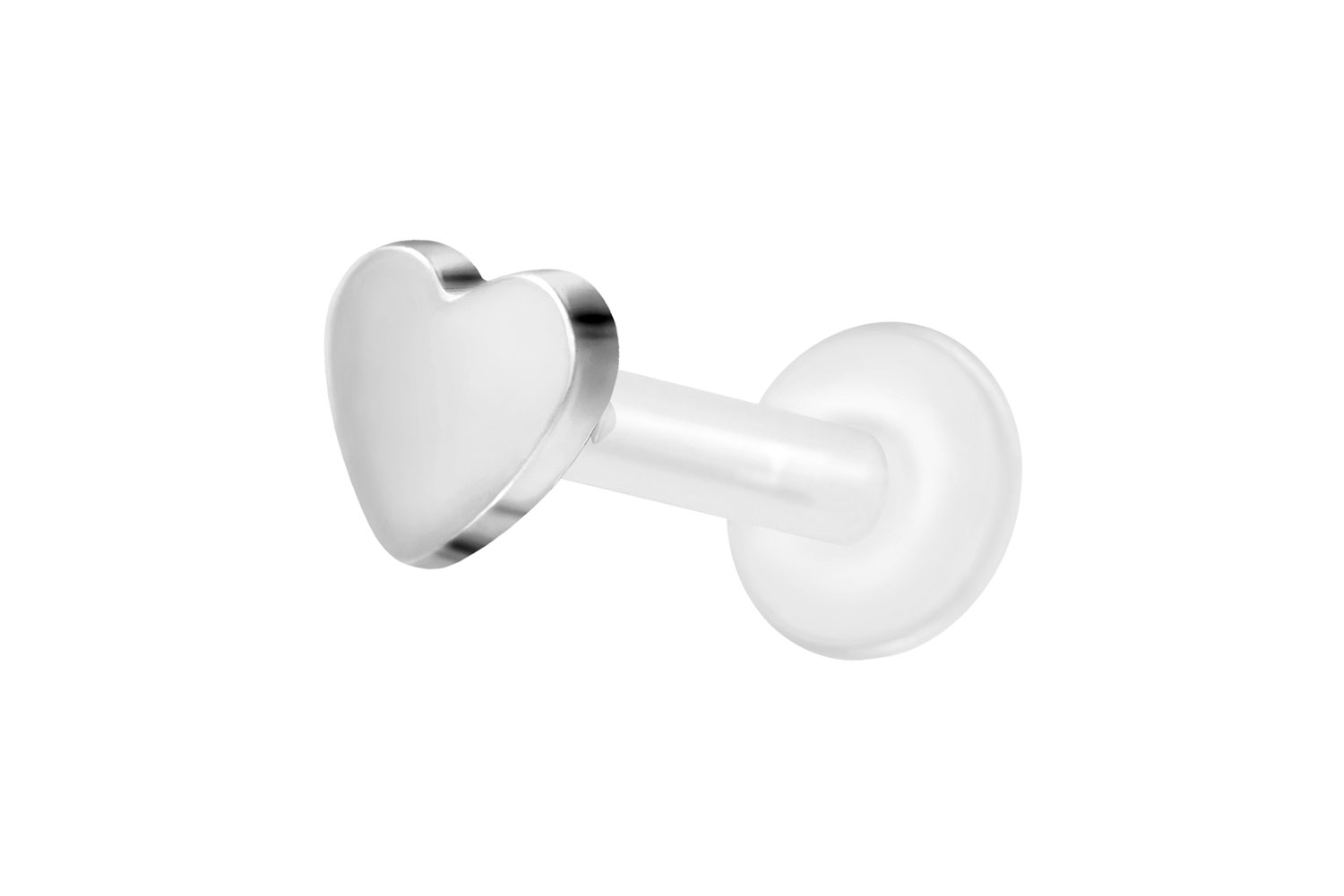 PTFE Labret Piercing mit Innengewinde + Titan-Aufsatz HERZ